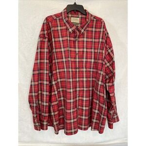 CABELA'S Men's Long Sleeved Red Plaid Button Up Shirt Size 4XL